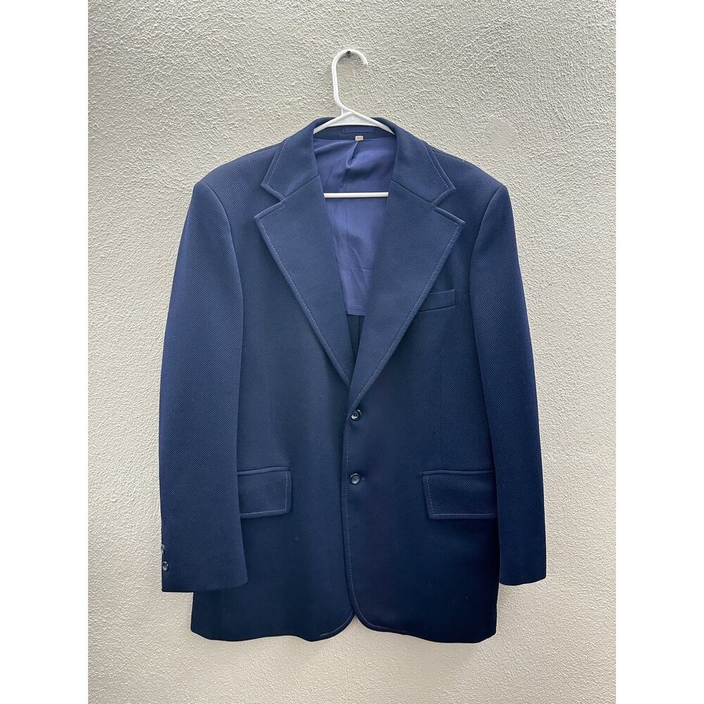 Double E Sportswear Mens Suit Coat Size 44R Blue Two Button Up Single Breasted
